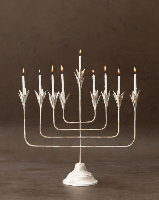 White Leaf Menorah