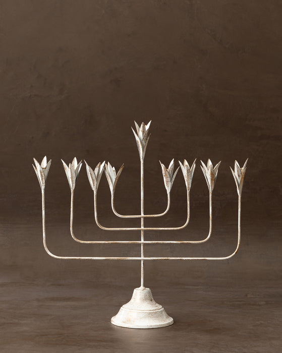 White Leaf Menorah
