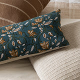 Teal Lotus Floral Pillow Cover