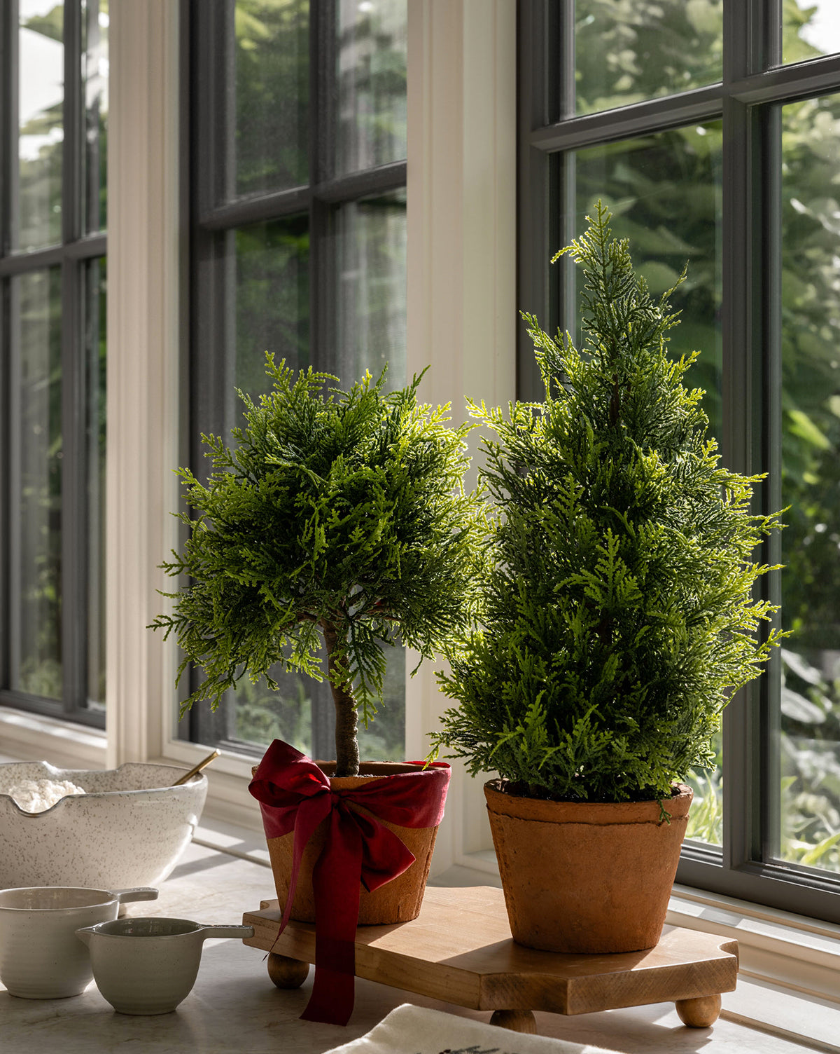 15.5" Cypress Faux Potted Topiary