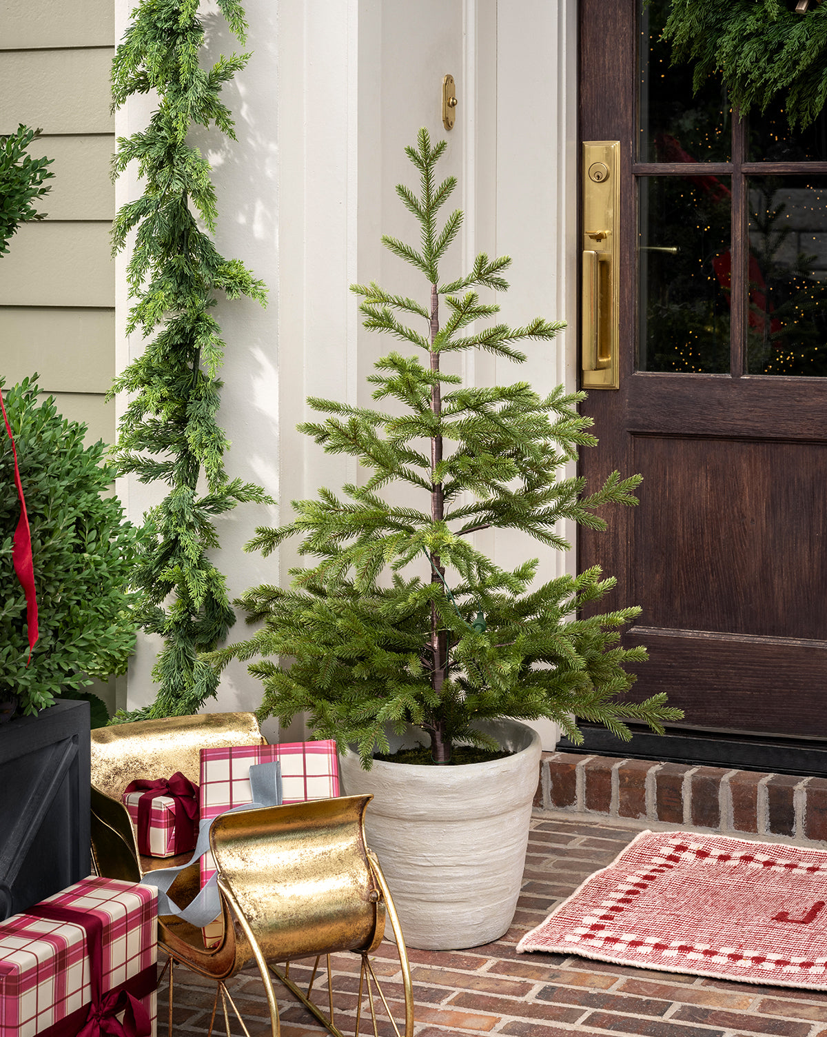 Faux Spruce Pre-Lit Potted Tree