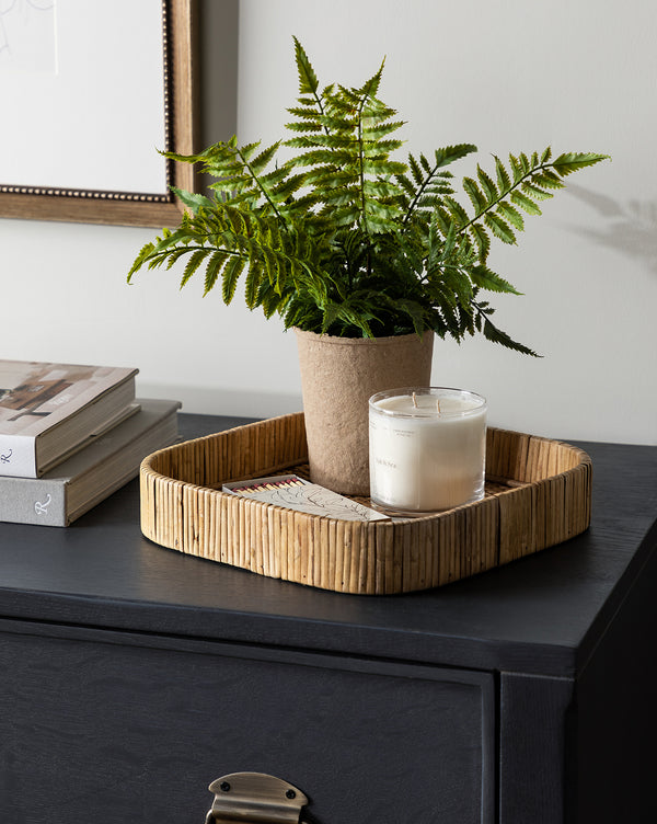 Rounded Rattan Tray
