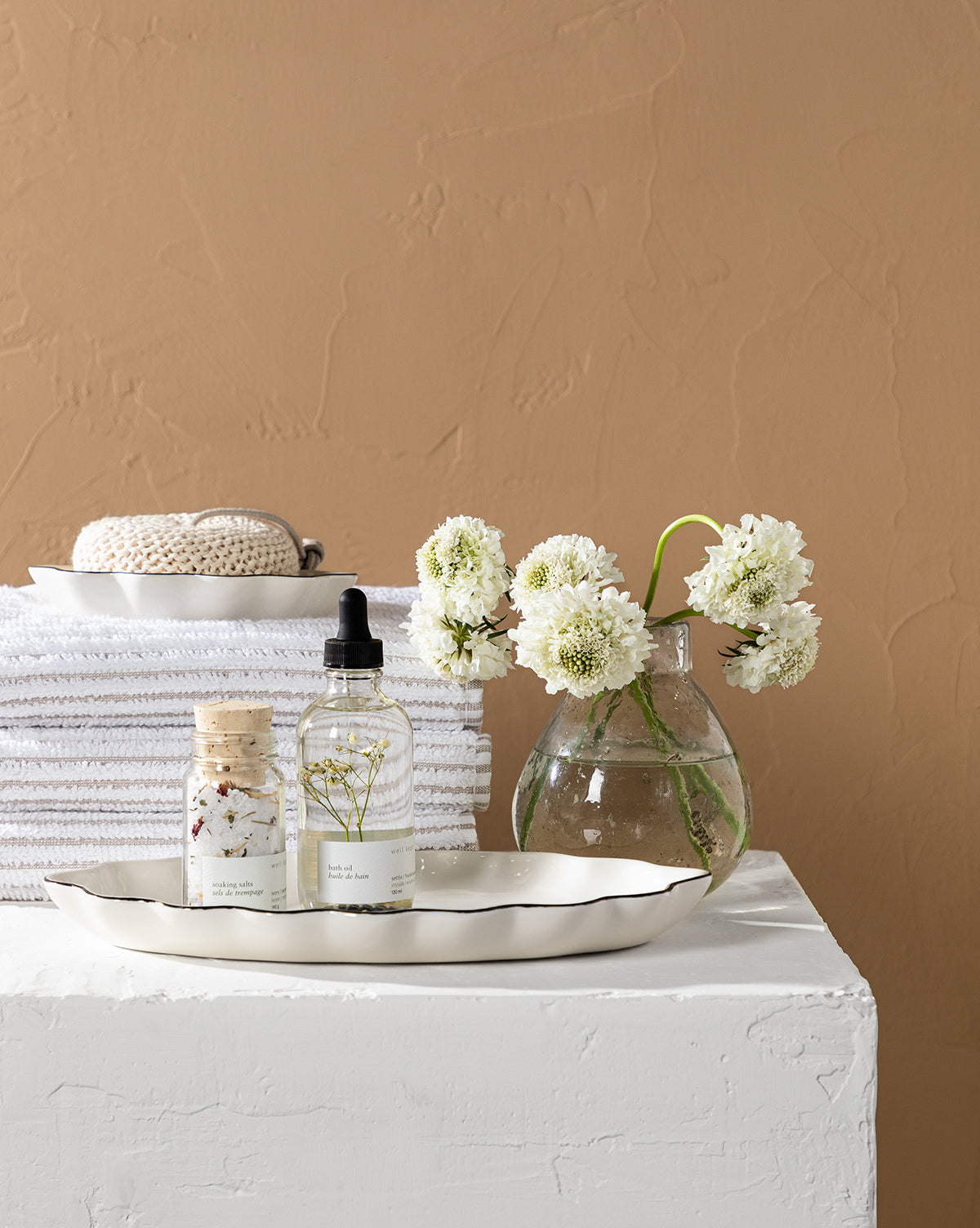 Taupe Striped Bath Collection