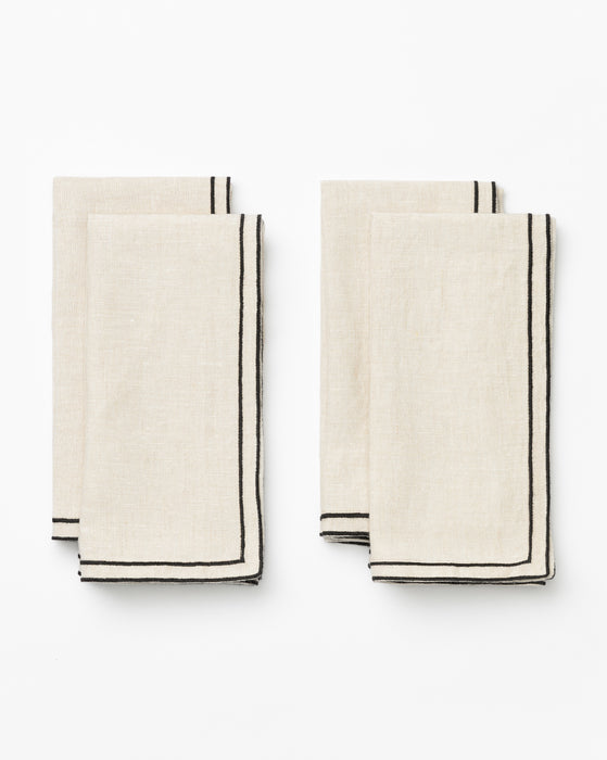 Bordered Linen Napkins (Set of 4)