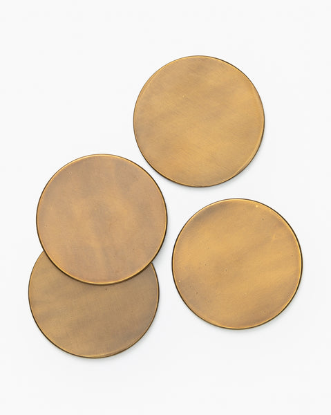 BEHR & CO Geo Circle Coasters, Brass - Set of Four