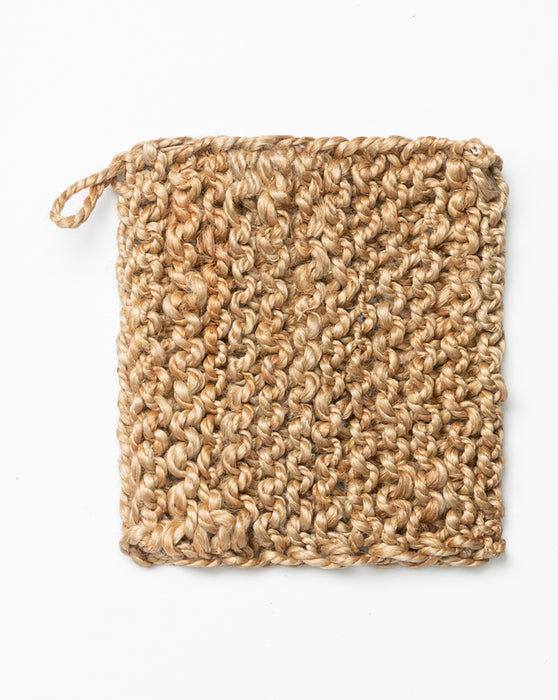 8 Square Jute Crocheted Pot Holder, Natural