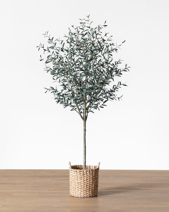 Faux 96 Olive Tree with Woven Pot