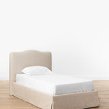 upholstered bed, linen bed, oatmeal linen, bedroom furniture 