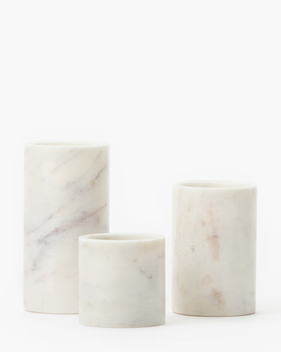 Marble Cylinder Pillars (Set of 3)