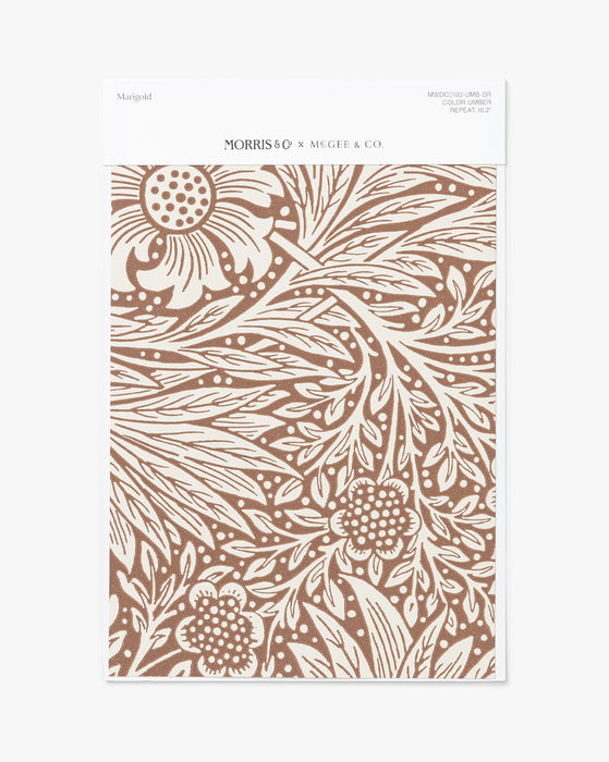 Morris & Co. x McGee & Co. Marigold Umber Wallpaper Swatch