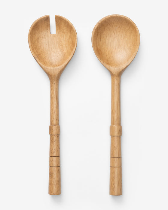 Notched Oak Wood Salad Servers McGee & Co.