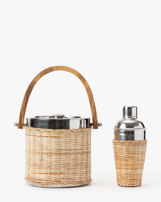 Rattan Ice Bucket with Wooden Handle – McGee & Co.