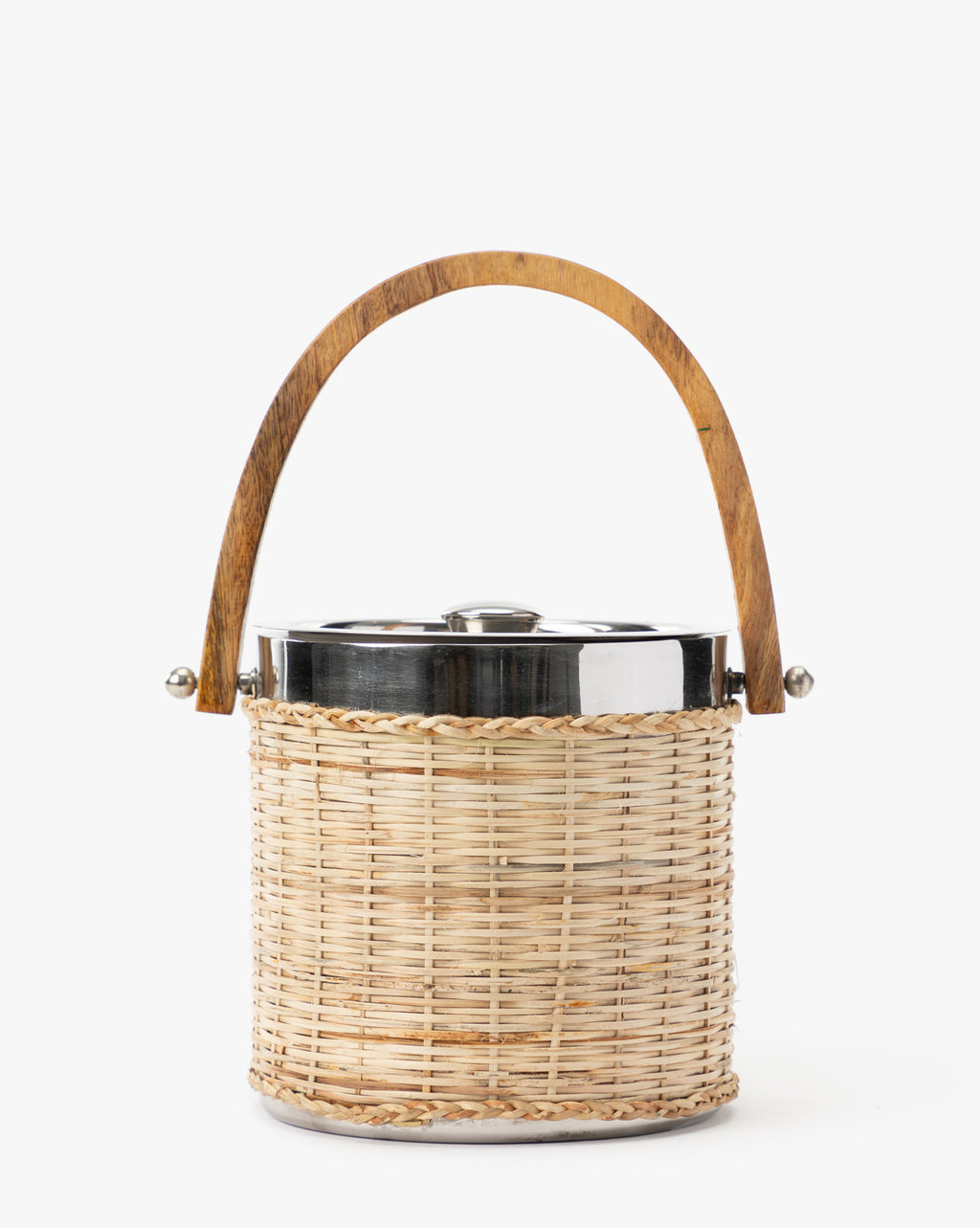 Rattan Ice Bucket with Wooden Handle McGee Co