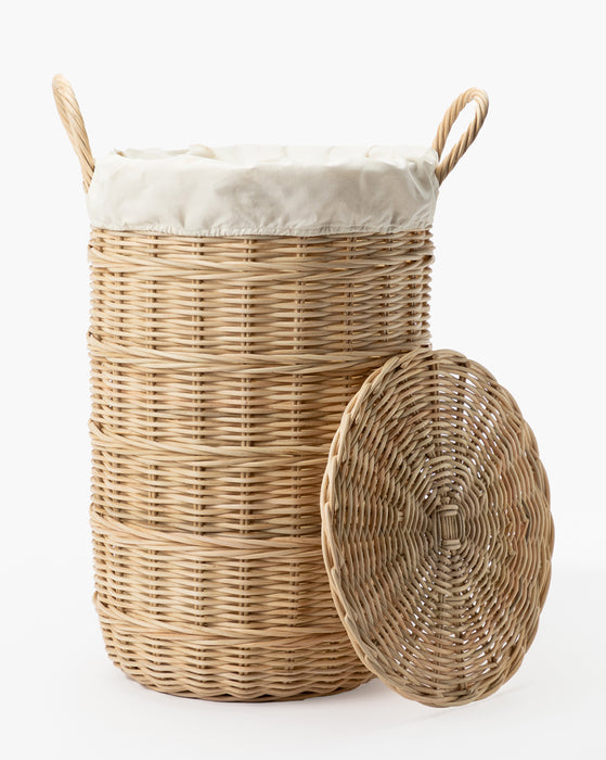 Rattan Lidded Laundry Bin