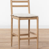oak counter stool, wood counter stool, seat cushion, linen cushion, kitchen furniture  