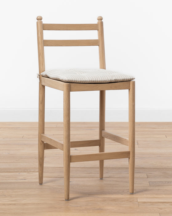 oak counter stool, wood counter stool, seat cushion, linen cushion, kitchen furniture  