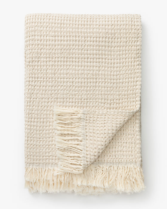 Ivory White Cotton Waffle Knit Dish Towel