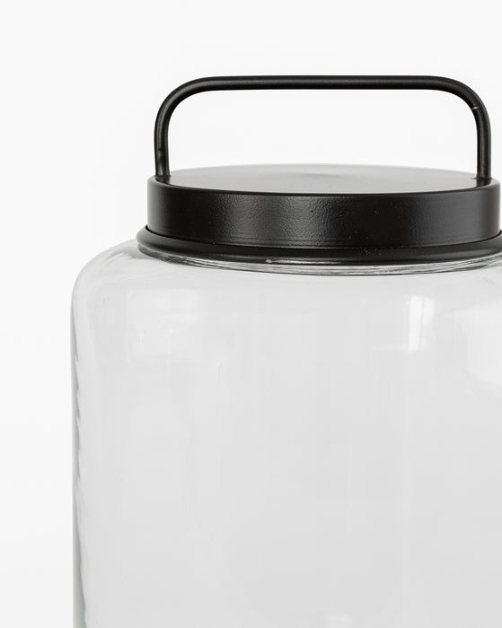 Small Glass Storage Canister with Black Wood Top - Hudson Grace