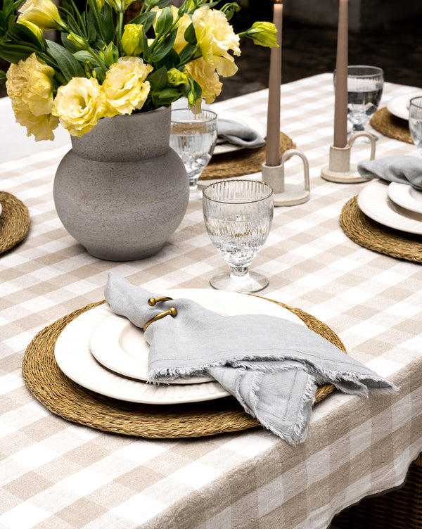 Border Stitch Linen Napkins (Set of 4)