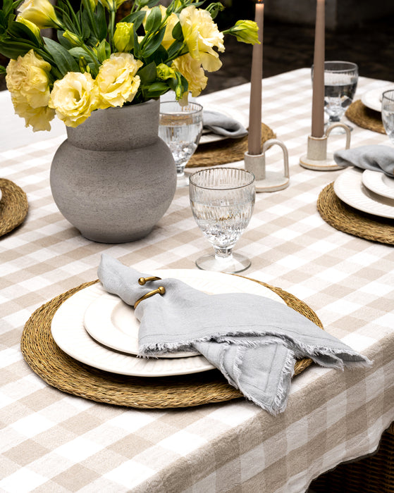 Set 6 Grid Linen Cloth Napkins Check Wedding Napkins Dinner 