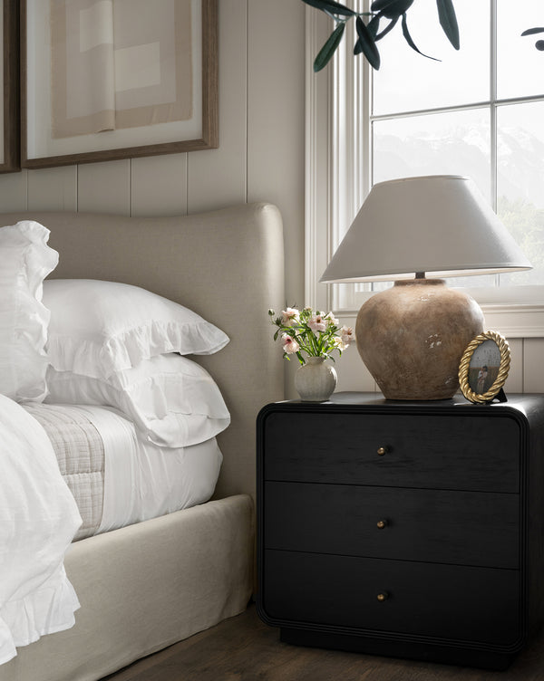 black nightstand, modern nightstand