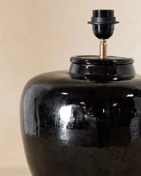Vintage Black Glazed Lamp