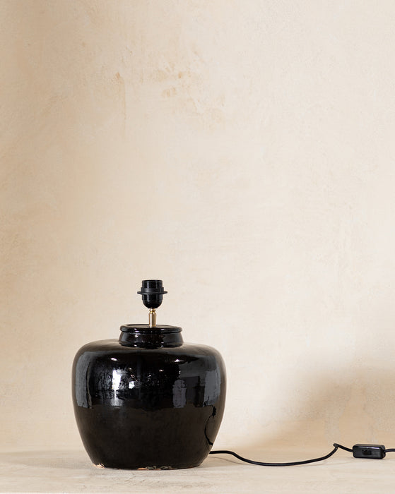 Vintage Black Glazed Lamp