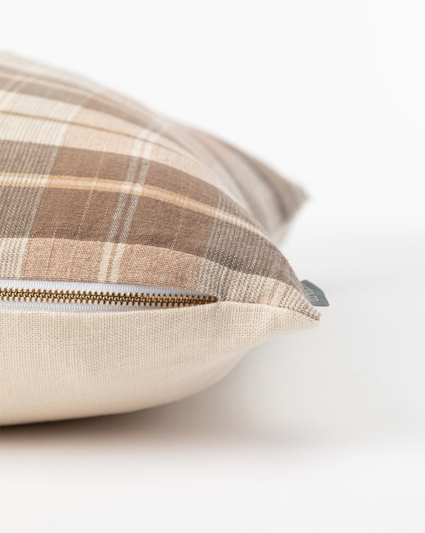 Vintage Brown Plaid Pillow Cover No. 1