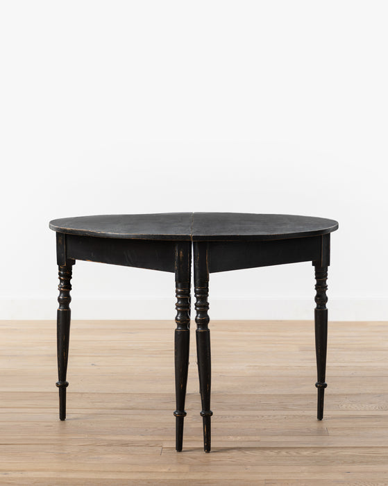 Vintage Painted Black Swedish Demi Lune Tables (Set of 2)