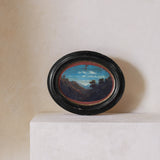 Vintage Round Mountain Landscape Painting