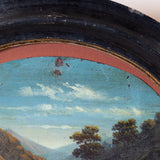 Vintage Round Mountain Landscape Painting