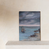 Vintage Sailboat Oil Painting