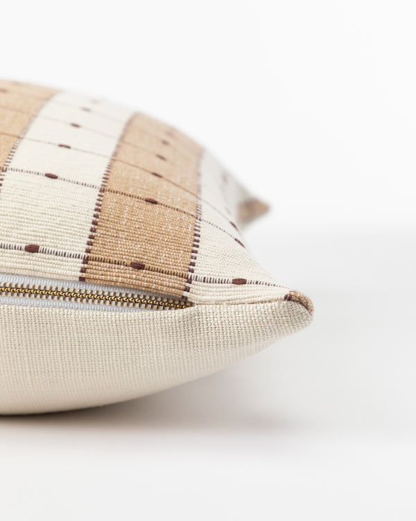 Vintage Tan Check Pillow Cover No. 3