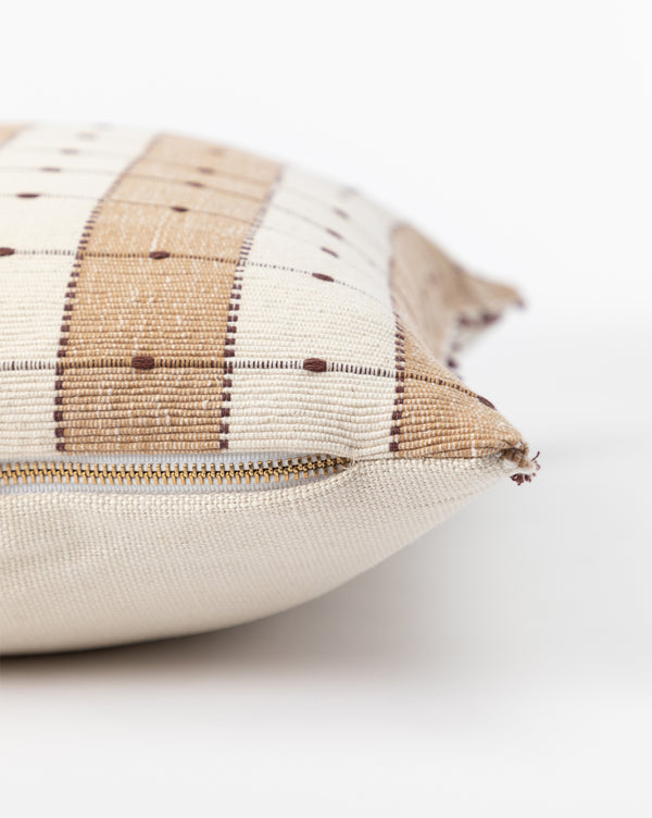 Vintage Tan Check Pillow Cover No. 4
