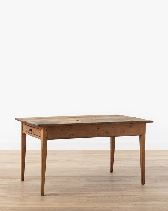 Vintage Wooden Farm Table with Drawer