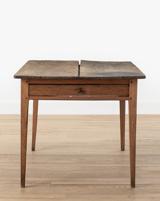 Vintage Wooden Farm Table with Drawer