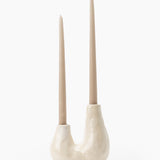 White Ceramic Duo Candle Holder