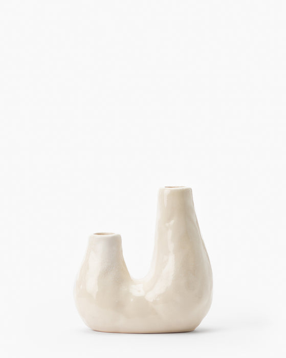 White Ceramic Duo Candle Holder