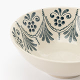 White & Blue Hand-Stamped Bowl