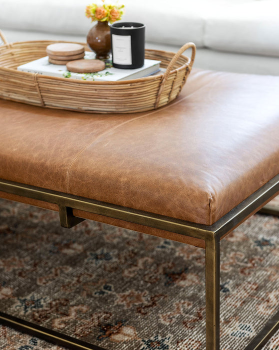 Leather bench coffee shop table