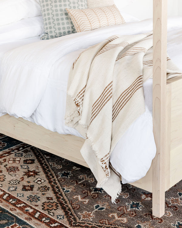 Helena Soft Fringe Camel & Cream Blanket