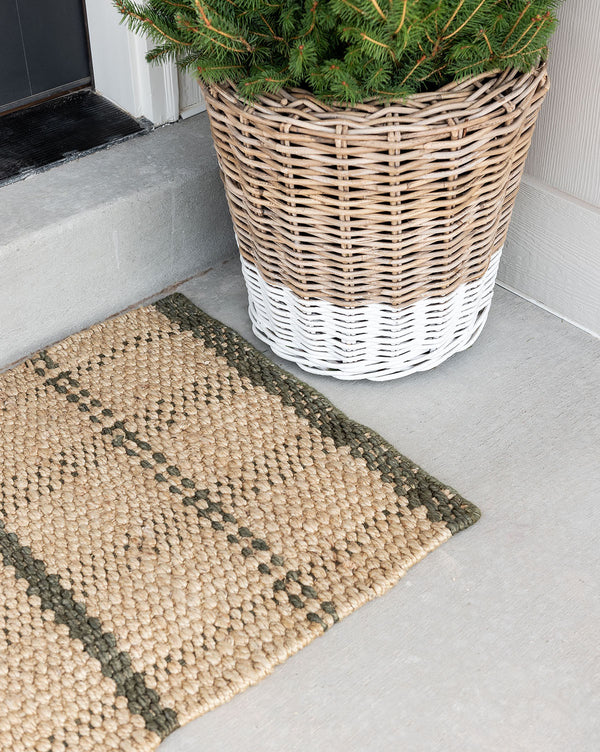 Simple Checkered Jute Doormat