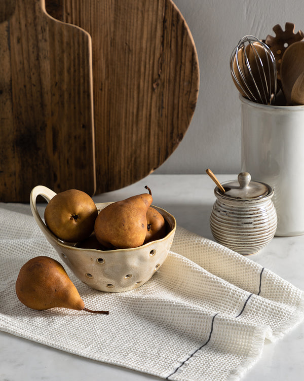 Handled Stoneware Berry Bowl