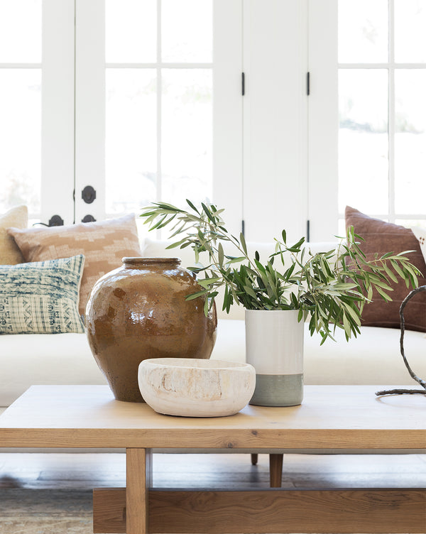 Whitewashed Wooden Bowl