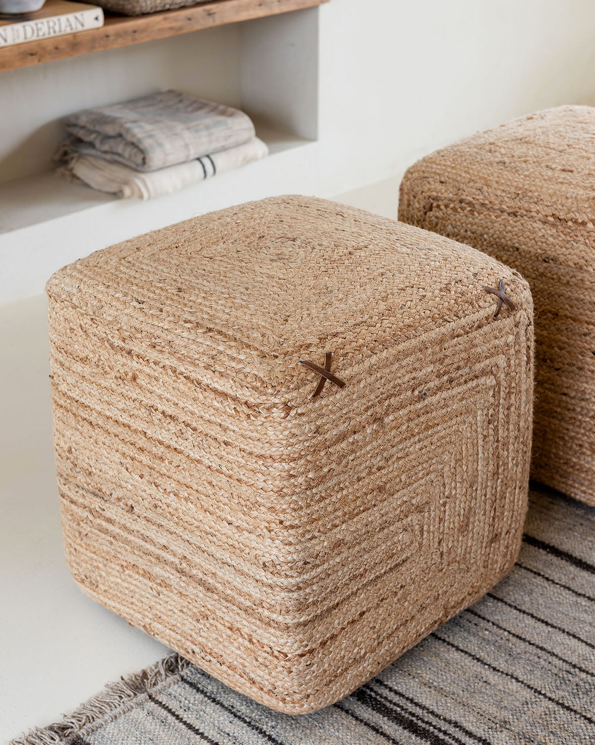 Braided jute ottoman sales